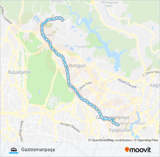 GAZIOSMANPAŞA – YAYLA GÜZERGÂHI minibüs / dolmuş Hattı Haritası