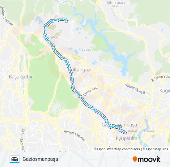GAZIOSMANPAŞA – YAYLA GÜZERGÂHI Dolmus & Minibus Line Map