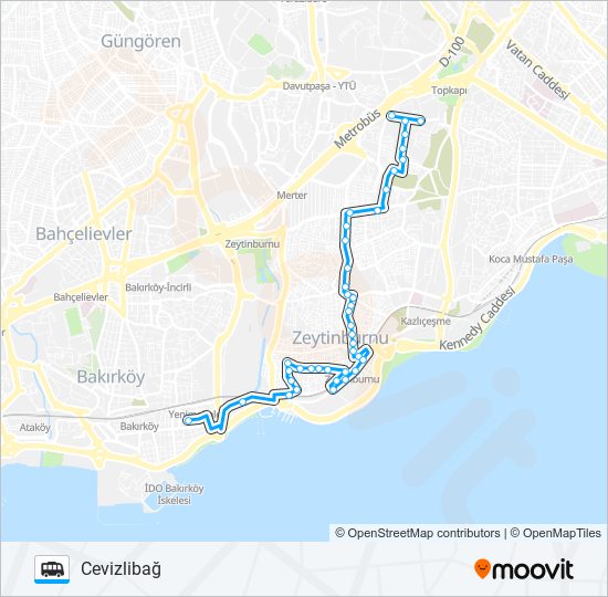 YENIMAHALLE-ZEYTINBURNU-CEVIZLIBAĞ minibüs / dolmuş Hattı Haritası