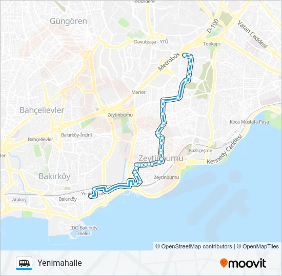 YENIMAHALLE-ZEYTINBURNU-CEVIZLIBAĞ Dolmus & Minibus Line Map