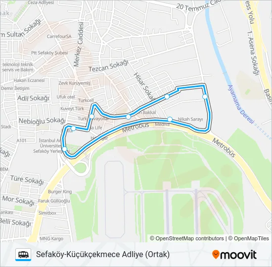 SEFAKÖY-KÜÇÜKÇEKMECE ADLIYE (ORTAK) Dolmus & Minibus Line Map