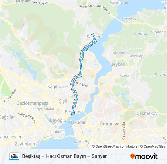 SARIYER – HACI OSMAN BAYIRI – BEŞIKTAŞ Dolmus & Minibus Line Map