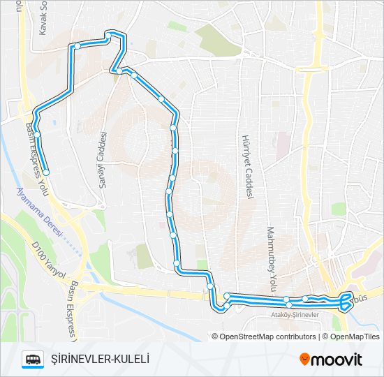 ŞIRINEVLER-KULELI-YENIBOSNA-KUYUMCUKENT Dolmus & Minibus Line Map