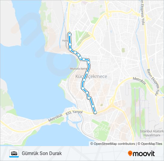 CENNET-TEPEÜSTÜ-KANARYA-GÜMRÜK SON DURAK minibüs / dolmuş Hattı Haritası