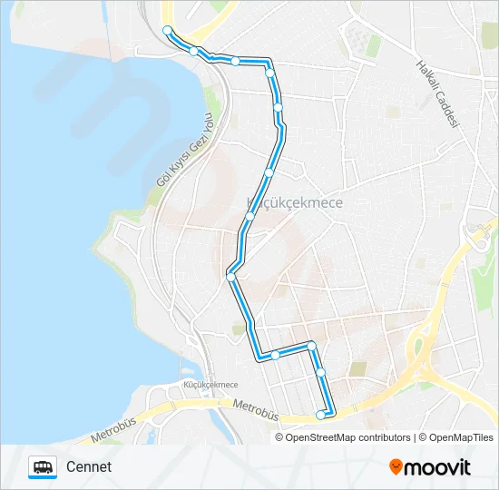 CENNET-TEPEÜSTÜ-KANARYA-GÜMRÜK SON DURAK Dolmus & Minibus Line Map