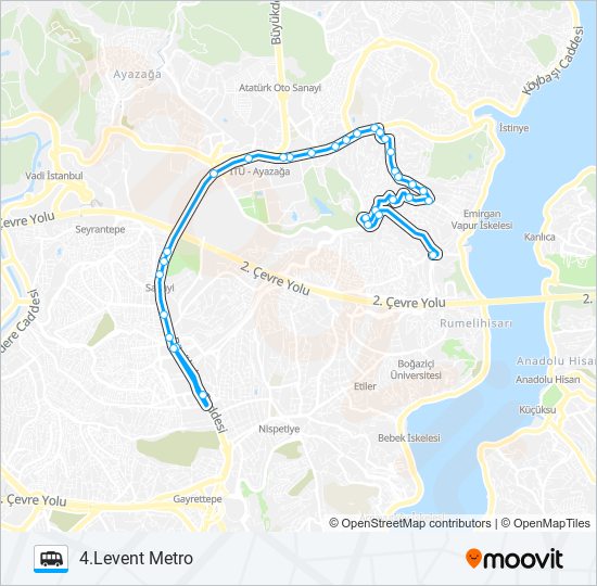 BALTA LIMANI – REŞIT PAŞA – 4.LEVENT METRO Dolmus & Minibus Line Map