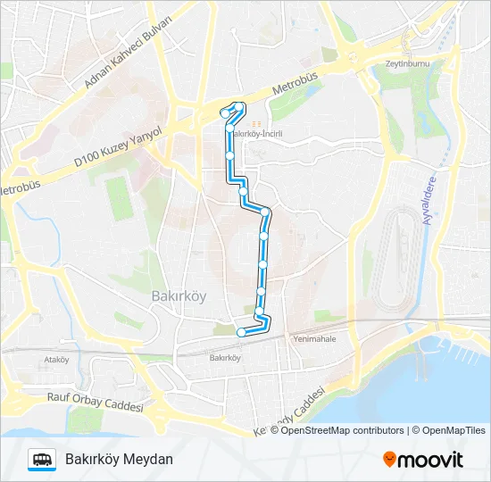 BAKIRKÖY İNCIRLI METROBÜS – BAKIRKÖY MEYDAN Dolmus & Minibus Line Map