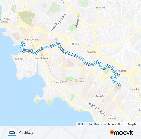 KADIKÖY - FIKIRTEPE - GÖZCÜBABA - SAHRAYICEDID minibüs / dolmuş Hattı Haritası