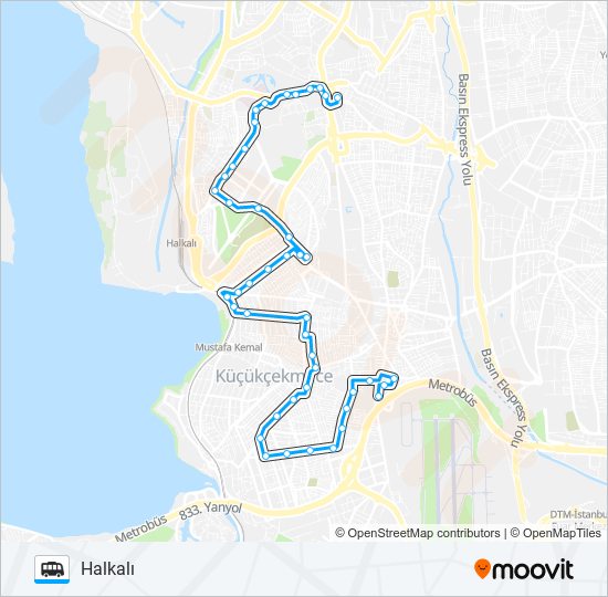 SEFAKÖY-KANARYA-MEHMET AKIF ERSOY E.A.H-HALKALI dolmus & minibus Line Map