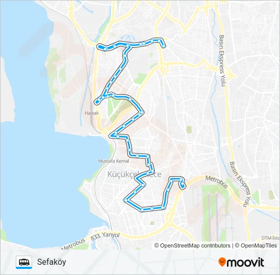 SEFAKÖY-KANARYA-MEHMET AKIF ERSOY E.A.H-HALKALI Dolmus & Minibus Line Map