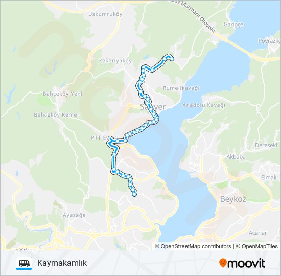 KOÇÜNV.-SARIYER–H.OSMANMETRO – KAYMAKAMLIK (RING) dolmus & minibus Line Map