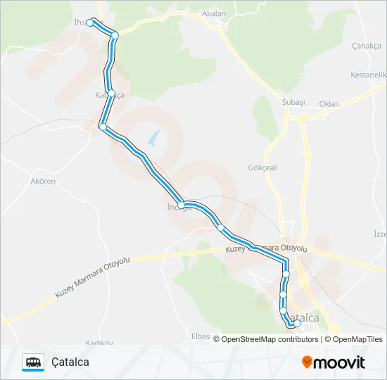 ÇATALCA-İHSANIYE Dolmus & Minibus Line Map