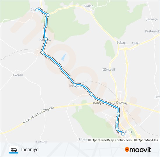 ÇATALCA-İHSANIYE Dolmus & Minibus Line Map