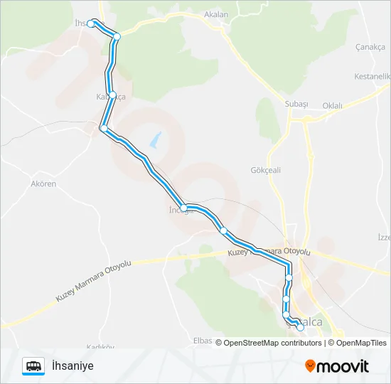ÇATALCA-İHSANIYE Dolmus & Minibus Line Map