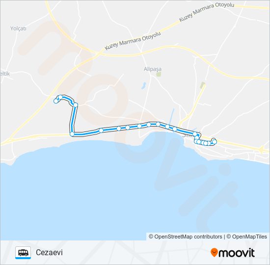 SILIVRI TERMINAL-ŞEHIRIÇI-CEZAEVI minibüs / dolmuş Hattı Haritası