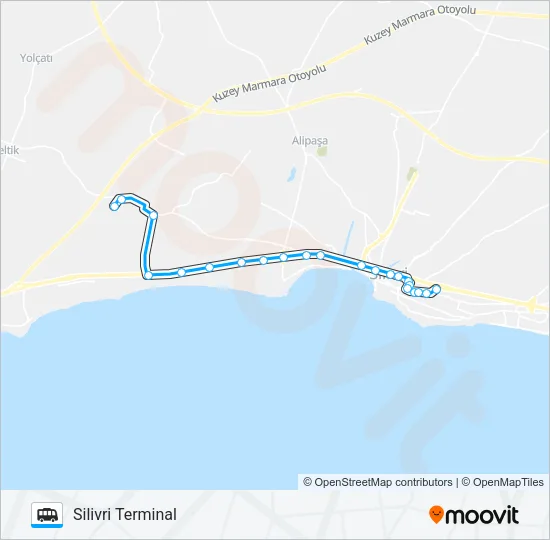 SILIVRI TERMINAL-ŞEHIRIÇI-CEZAEVI Dolmus & Minibus Line Map