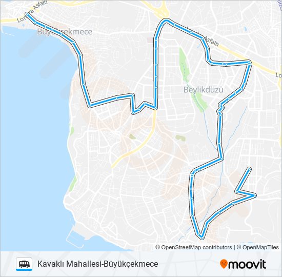 BÜYÜKÇEKMECE - BEYLIKDÜZÜ - KAVAKLI SAHIL Dolmus & Minibus Line Map