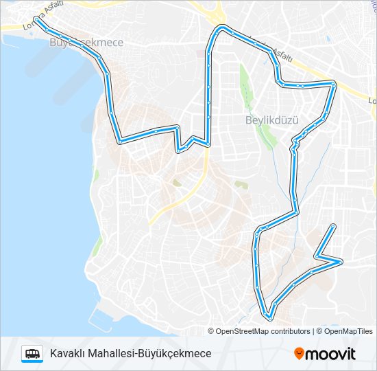 BÜYÜKÇEKMECE - BEYLIKDÜZÜ - KAVAKLI SAHIL minibüs / dolmuş Hattı Haritası