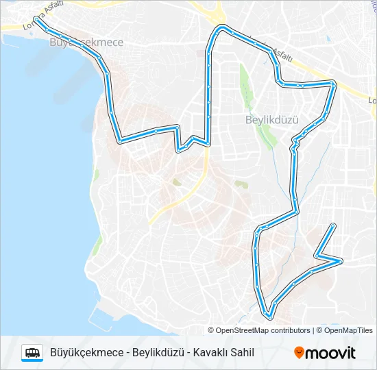 BÜYÜKÇEKMECE - BEYLIKDÜZÜ - KAVAKLI SAHIL Dolmus & Minibus Line Map