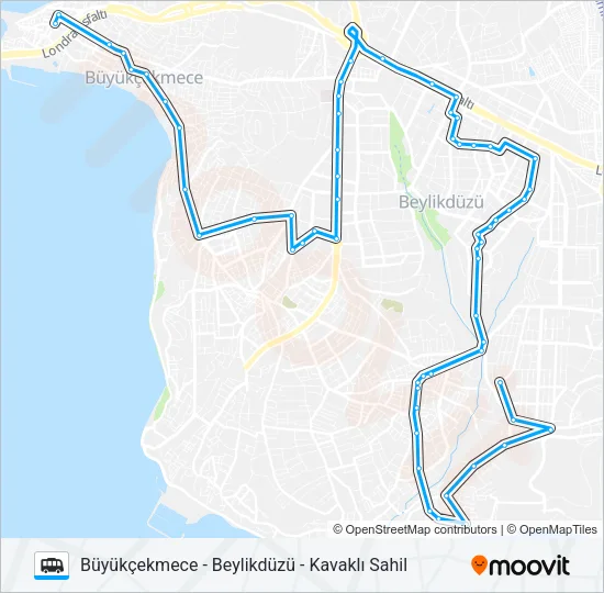 BÜYÜKÇEKMECE - BEYLIKDÜZÜ - KAVAKLI SAHIL Dolmus & Minibus Line Map