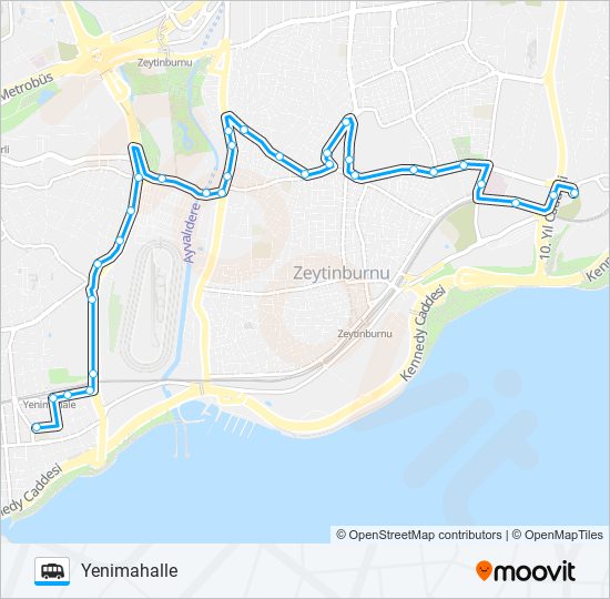 YENIMAHALLE-MERTER-YEDIKULE minibüs / dolmuş Hattı Haritası