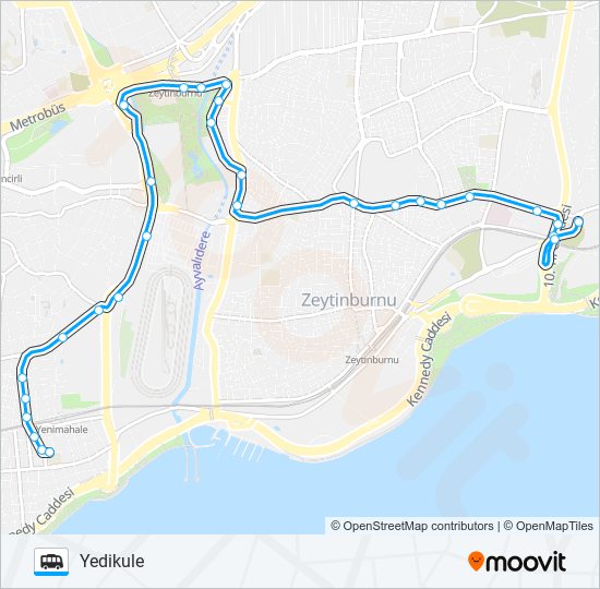 YENIMAHALLE-MERTER-YEDIKULE minibüs / dolmuş Hattı Haritası