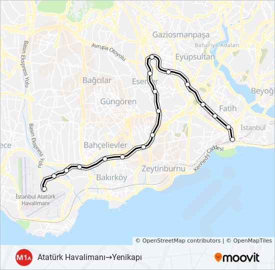 M1A metro Line Map