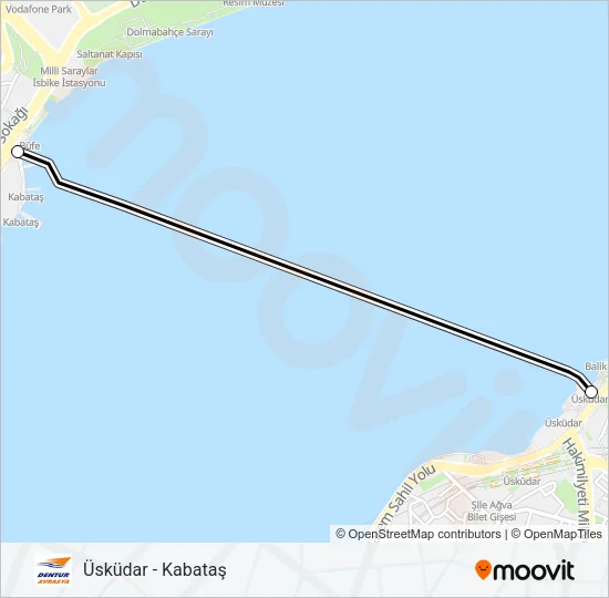 ÜSKÜDAR - KABATAŞ Ferry Line Map