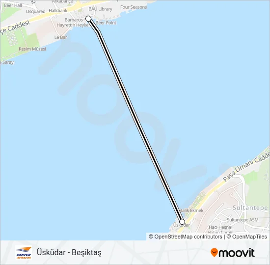 ÜSKÜDAR - BEŞIKTAŞ Ferry Line Map