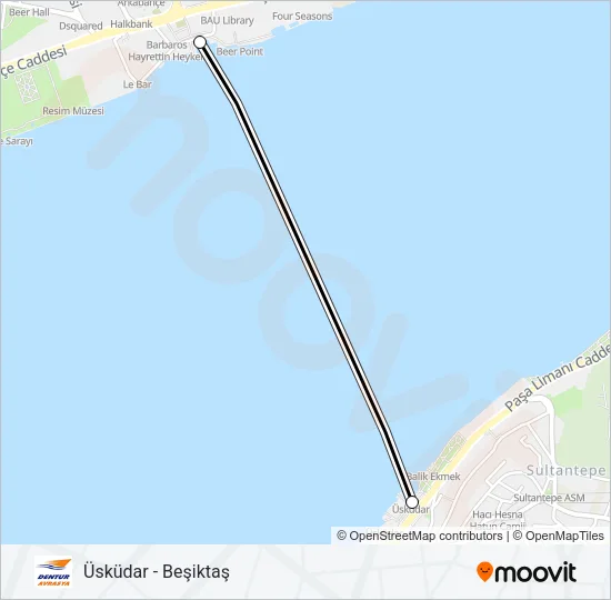 ÜSKÜDAR - BEŞIKTAŞ Ferry Line Map