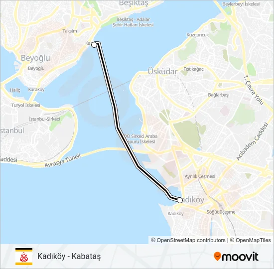 KADIKÖY - KABATAŞ Ferry Line Map