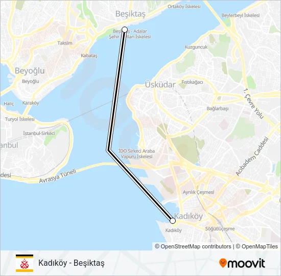 KADIKÖY - BEŞIKTAŞ Ferry Line Map