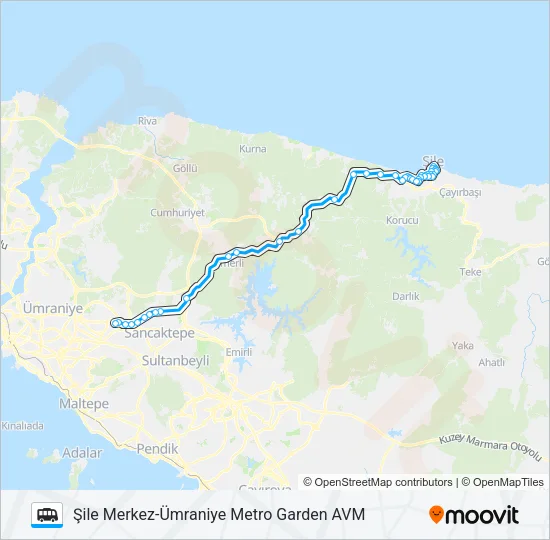 ŞILE MERKEZ-ÜMRANIYE METRO GARDEN AVM Dolmus & Minibus Line Map