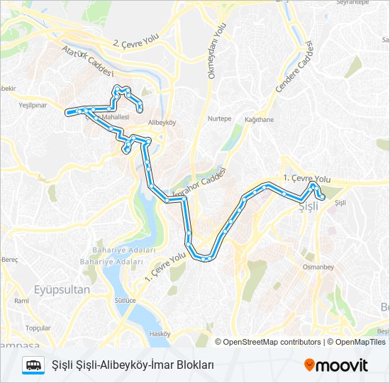 ŞIŞLI-ALIBEYKÖY-İMAR BLOKLARI minibüs / dolmuş Hattı Haritası