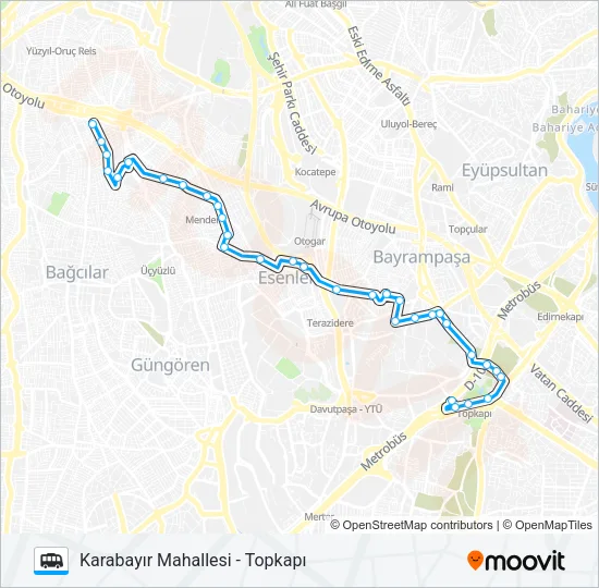TOPKAPI - KARABAYIR MAHALLESI Dolmus & Minibus Line Map