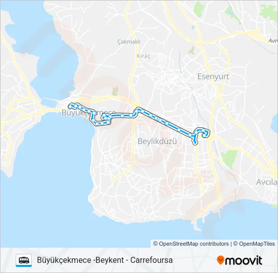 BÜYÜKÇEKMECE -BEYKENT - CARREFOURSA Dolmus & Minibus Line Map