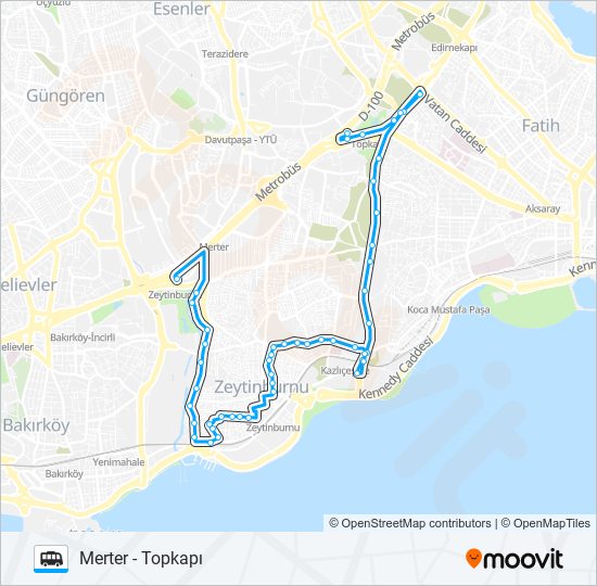 TOPKAPI - MERTER minibüs / dolmuş Hattı Haritası