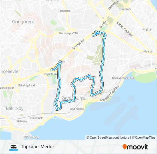 TOPKAPI - MERTER Dolmus & Minibus Line Map