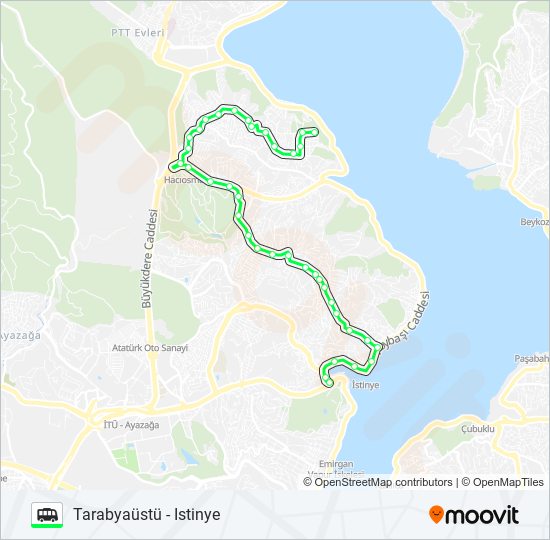 ISTINYE - TARABYAÜSTÜ minibüs / dolmuş Hattı Haritası
