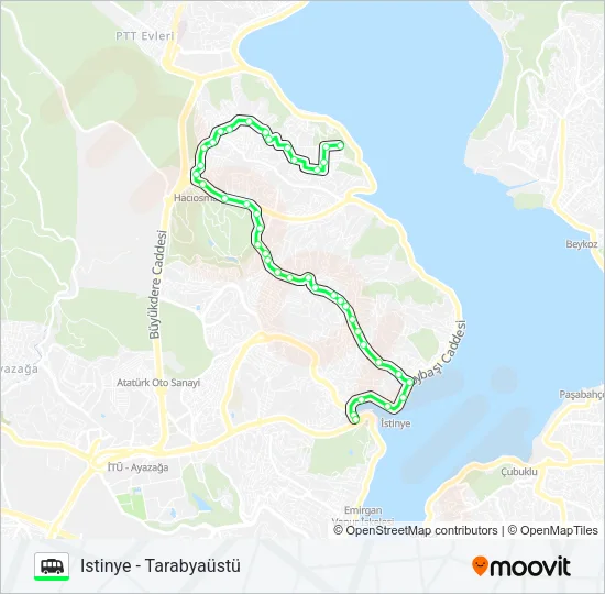 ISTINYE - TARABYAÜSTÜ Dolmus & Minibus Line Map