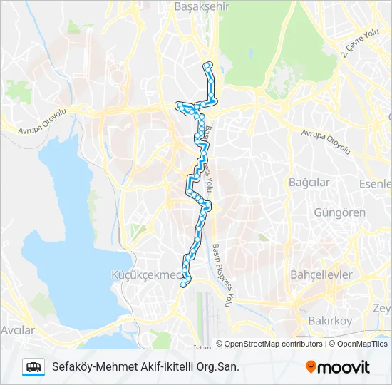 SEFAKÖY-MEHMET AKIF-İKITELLI ORG.SAN. Dolmus & Minibus Line Map