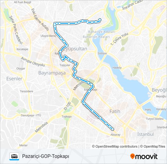 PAZARIÇI-GOP-TOPKAPI Dolmus & Minibus Line Map