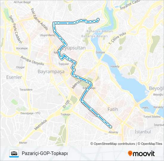 PAZARIÇI-GOP-TOPKAPI Dolmus & Minibus Line Map