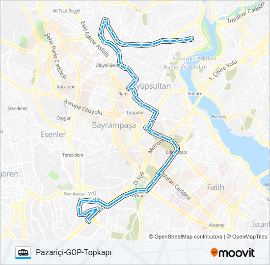 PAZARIÇI-GOP-TOPKAPI Dolmus & Minibus Line Map