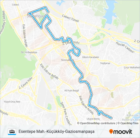 ESENTEPE MAH.-KÜÇÜKKÖY-GAZIOSMANPAŞA Dolmus & Minibus Line Map