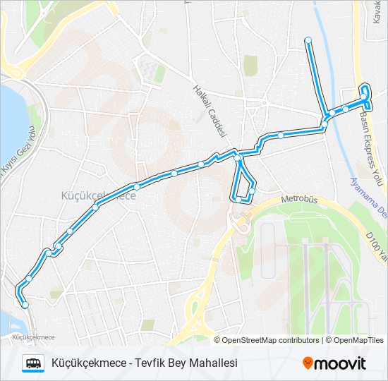 KÜÇÜKÇEKMECE-SEFAKÖY-TEVFIKBEY MH minibüs / dolmuş Hattı Haritası