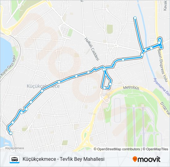 KÜÇÜKÇEKMECE-SEFAKÖY-TEVFIKBEY MH minibüs / dolmuş Hattı Haritası
