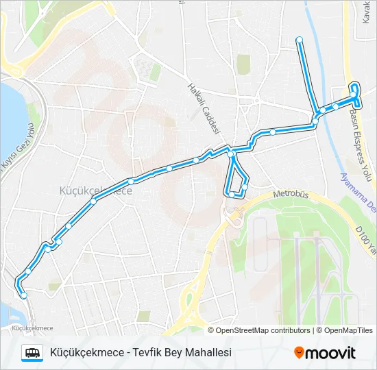 KÜÇÜKÇEKMECE-SEFAKÖY-TEVFIKBEY MH Dolmus & Minibus Line Map