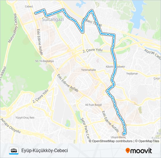 CEBECI-KÜÇÜKKÖY-EYÜP Dolmus & Minibus Line Map