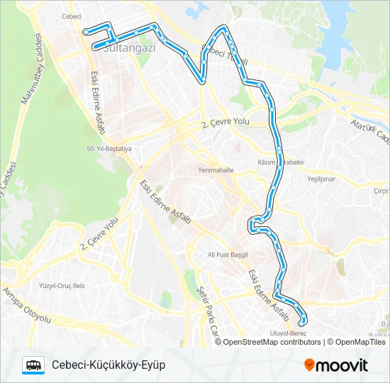 CEBECI-KÜÇÜKKÖY-EYÜP Dolmus & Minibus Line Map